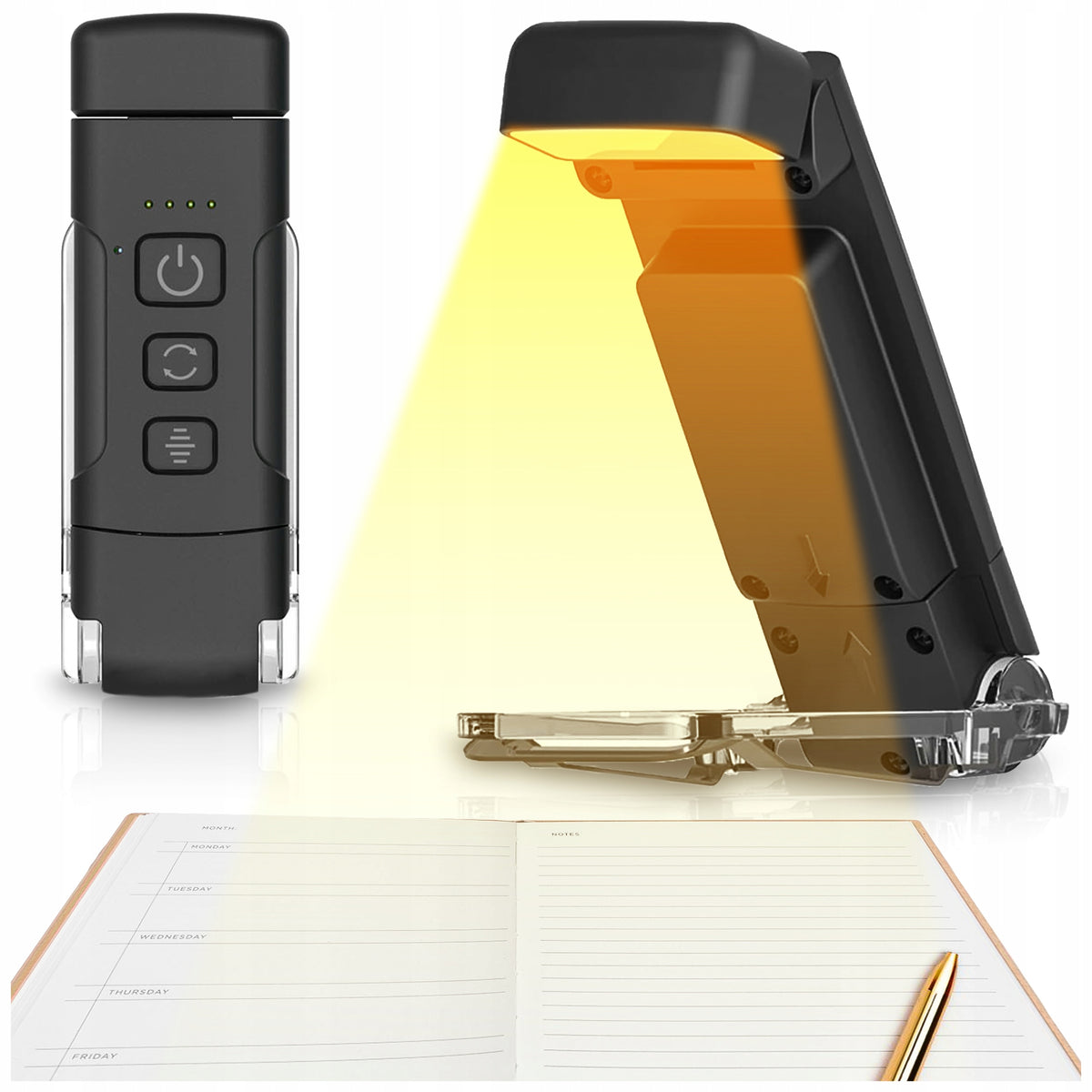 LAMPKA DO CZYTANIA KSIĄŻEK NOCNA LED USB BEZPRZEWODOWA Z KLIPSEM BIURKOWA ściemniana akumulatorowa czarna regulacja