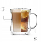 6x SZKLANKI TERMICZNE DO KAWY 400ML ZESTAW SZKLANEK DO LATTE HERBATY KUBKI z podwójną ścianką, bezbarwne szkło