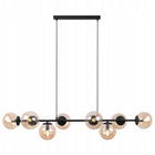Lampa sufitowa wisząca żyrandol czarna glamour listwa szklane kule nad stół do salonu i jadalni, 8 punktów światła
