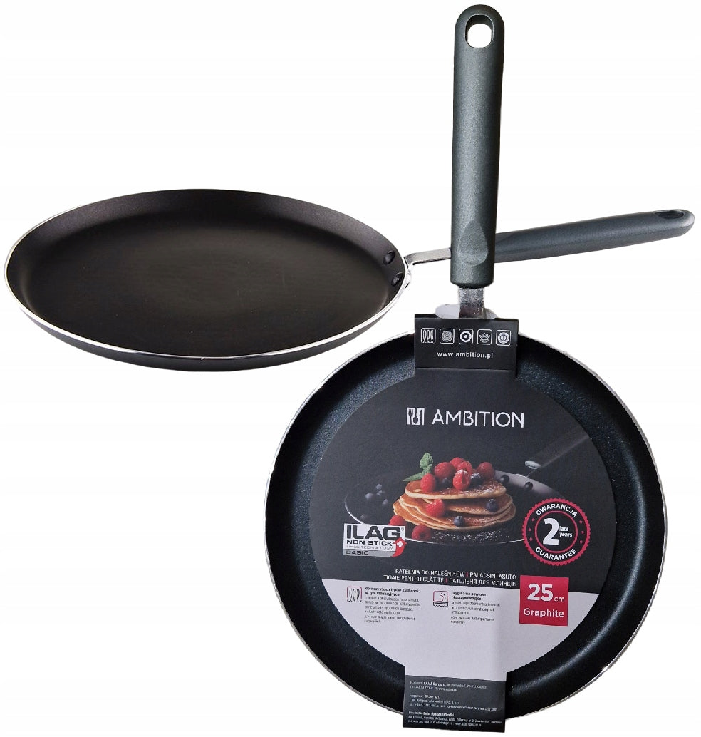 Ambition patelnia naleśnikowa do naleśników graphite 25cm ilag GAZ indukcja crepes, pancakes, nieprzywierająca