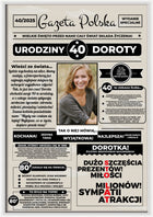 40 urodziny prezent gazeta plakat dla niej kobiety pamiątka na czterdziestkę, ozdoba na przyjęcie