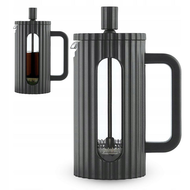 Zaparzacz tłokowy do kawy herbaty ziół 350 ml dzbanek szklany French Press praska francuska, 3 filiżanki, czarny, możliwość mycia w zmywarce