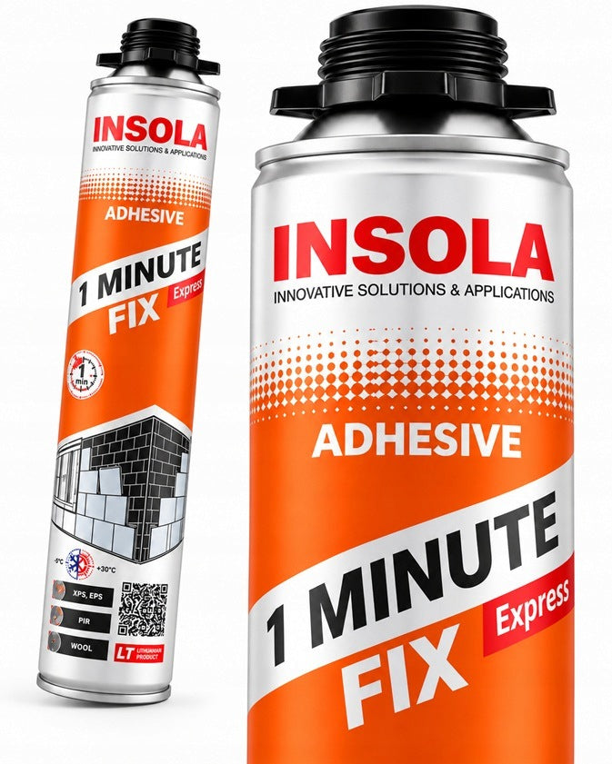 Klej do styropianu Insola Pianoklej 1 Minute Fix Niskoprężny 850 gr EPS XPS pianka montażowa, mocowanie płyt