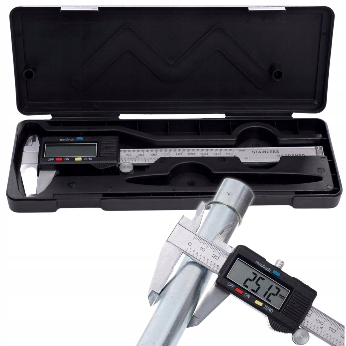 Suwmiarka elektroniczna LCD dwuszczękowa 150mm precyzyjna + etui cyfrowa do pomiarów warsztatowych, ślusarskich i