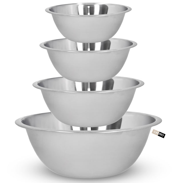 Zestaw misek kuchennych 4 sztuki metalowe na sałatkę 24cm 26cm 28cm 30cm salaterki ze stali nierdzewnej, do zmywarki, pojemność 7,4 l