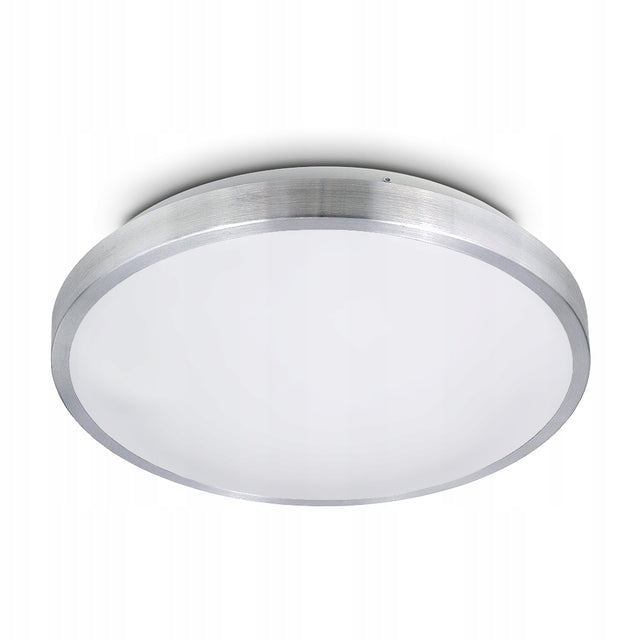 Lampa sufitowa plafon natynkowy okrągły 34cm do LED 2 x E27 chrom oprawa oświetleniowa, biało-srebrna, bez żarówek, maks. 18 w na żarówkę
