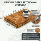 Deska do krojenia sztorcowa drewniana 40x30x5cm dębowa solidna Stodesek blok rzeźnicki kuchenny, powierzchnia robocza