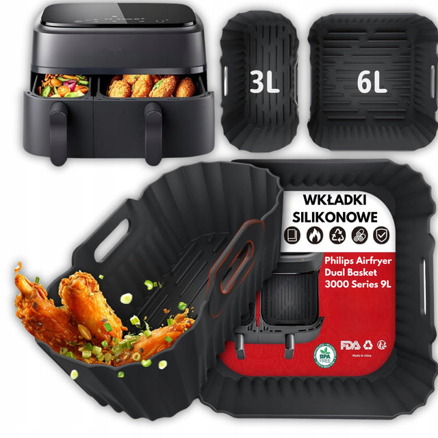 Forma silikonowa do AIR fryer frytkownicy pieczenia wkłady dual basket 6+3 21 cm /Wzór z 513 sztuk