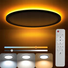 Lampa sufitowa LED plafon panel natynkowy okrągły mocny 24W pilot 29cm duży oprawa do salonu i sypialni, wielobarwne