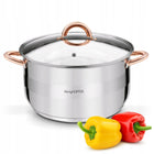 Garnek Indukcja GAZ Pokrywka duży stalowy Konighoffer Faro Copper 9,2l 28cm kocioł do zup, bigosu i gotowania dla dużej
