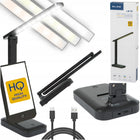 Lampka biurkowa LED do czytania na biurko nocna 3 barwy kreślarska USB HQ ściemniana lampa stołowa czarna 29 cm