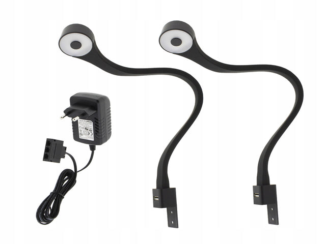 Lampa nocna LED do łóżka sypialni giętka czarna przykręcana 2x flexi R USB czarny
