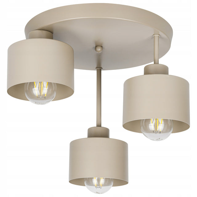 Lampa Sufitowa Wisząca Kinkiet Oprawa Żyrandol 3x E27 LED Beżowa Kaszmirowa metalowa 3-punktowa do salonu max 35 w na źródło
