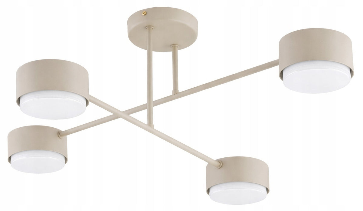 Nowoczesna Lampa Sufitowa Plafon Żyrandol Spot Halogenowa Ecru Gx53 oprawa wisząca metalowa 4-punktowa do salonu i