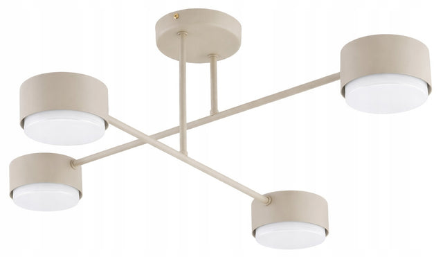 Nowoczesna Lampa Sufitowa Plafon Żyrandol Spot Halogenowa Ecru Gx53 oprawa wisząca metalowa 4-punktowa do salonu i kuchni, maks. 30 w