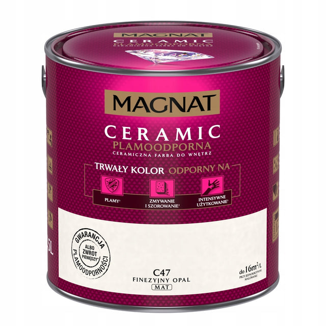 Magnat ceramic - C47 - finezyjny opal - 2,5l farba do ścian, beżowa matowa, wydajność 16 m²/l