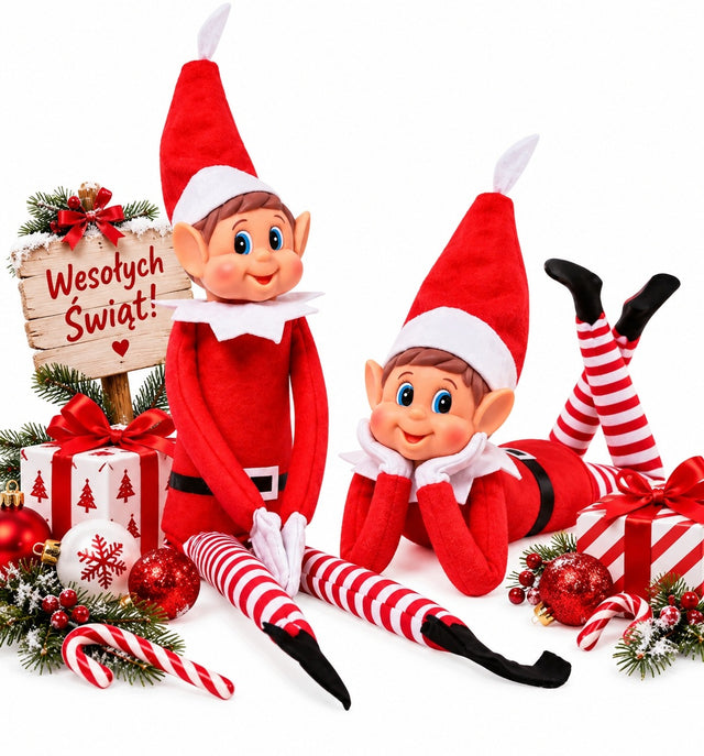 ELF świąteczny adwentowy figlarz elfa skrzat święta psoty maskotka 40 CM figurka tworzywo sztuczne