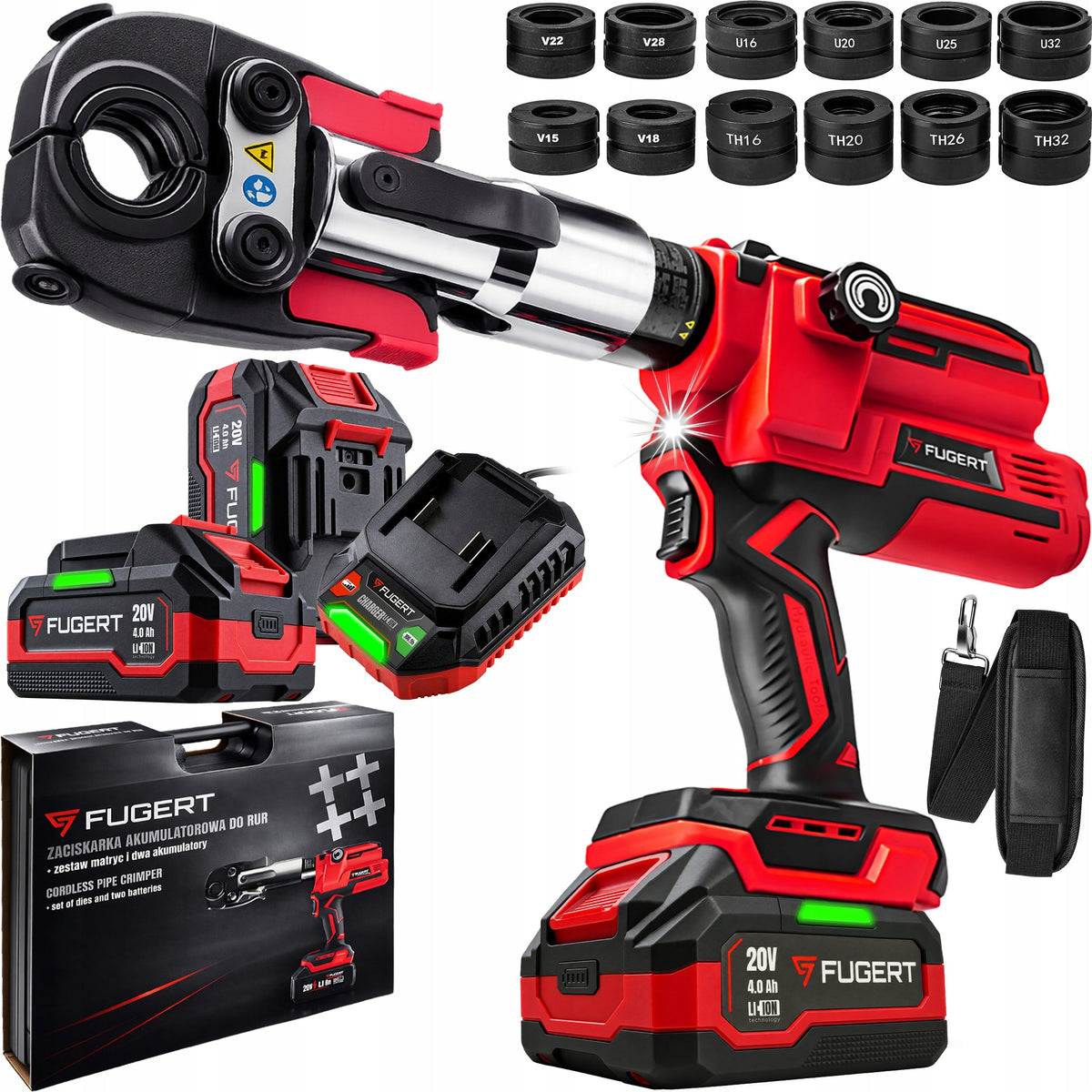Zaciskarka do RUR PEX elektryczna 2X 20V praska hydrauliczna matryce v+u+th