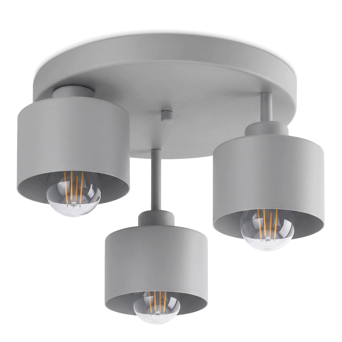 Lampa Sufitowa Żyrandol Plafon 3xE27 Szara Cementowa Urban GrayRoller LOFT oprawa wisząca metalowa 3-punktowa do salonu