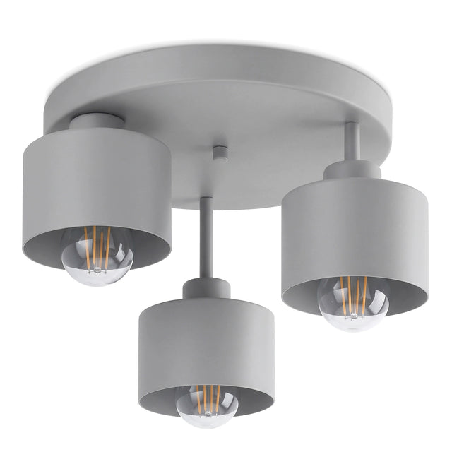 Lampa Sufitowa Żyrandol Plafon 3xE27 Szara Cementowa Urban GrayRoller loft oprawa wisząca metalowa 3-punktowa do salonu i jadalni