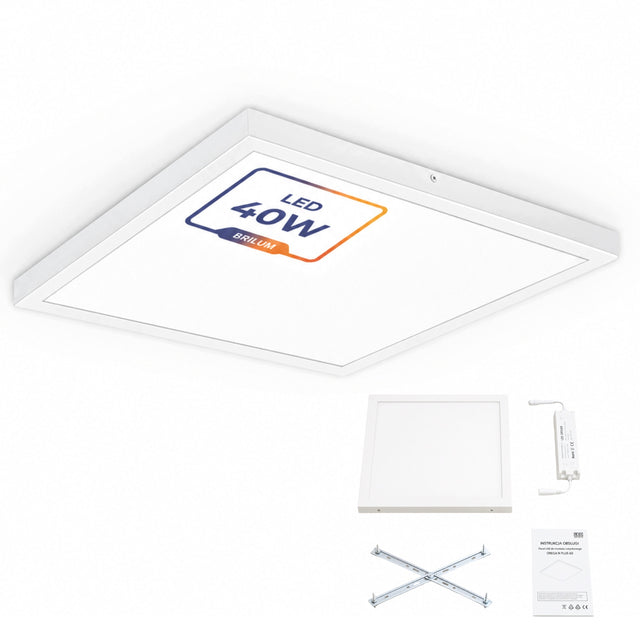 Panel LED Sufitowy 40W Natynkowy 60 x 60cm Plafon 3600lm Orega Oprawa IP40 lampa kwadratowa do biura, neutralna barwa światła