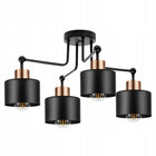 Lampa sufitowa wisząca żyrandol plafon LED E27 Nowoczesna czarna Premium oprawa metalowa 4-punktowa do salonu i jadalni