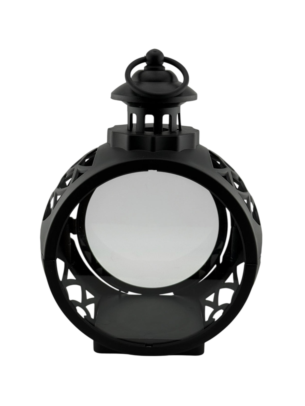 Latarenka LED 3/24/YZE lampion pusty z drzwiczkami okrągły 25 CM - czarna znicz nagrobny, dekoracja na grób, osłona na