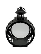 Latarenka LED 3/24/YZE lampion pusty z drzwiczkami okrągły 25 CM - czarna znicz nagrobny, dekoracja na grób, osłona na
