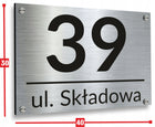 Tabliczka adresowa aluminiowa 40x30 duża dystanse numer na dom, oznaczenie posesji, srebrna, tworzywo sztuczne, grubość