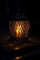 Znicz duży lampion Ażurowy Czarny 33 cm na Wszystkich Świętych na grób świecznik LED, lampka cmentarna, dekoracja
