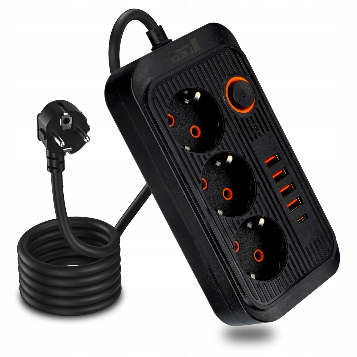Przedłużacz Listwa Zasilająca Siec 3 Metr 3 Gniazda 230V + 5X USB Ładowarka rozgałęźnik elektryczny z uziemieniem
