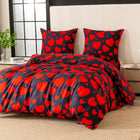 Komplet pościeli 160x200 poszewka 70x80 satynowa elegancka serca mikrofibra, zamek błyskawiczny, czarno-czerwona