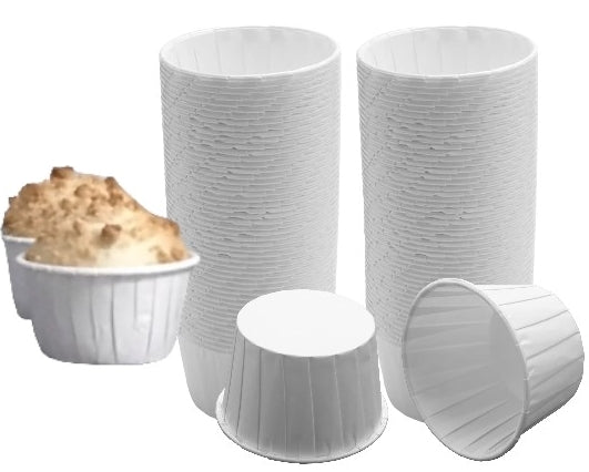 Papilotki papierowe do muffin babeczek kubeczki Białe 50x40 mm / 100 szt wkładki do wypieków, jednorazowe foremki do