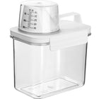Pojemnik pudełko organizer z miarką na proszek płyn do prania płukania 1,1l 1100 ml bezbarwny, biały