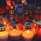 Znicz czerwony lampion na grób Wszystkich Świętych Zaduszki Cmentarz 9szt parafinowy, 7 godzin palenia, światło pamięci