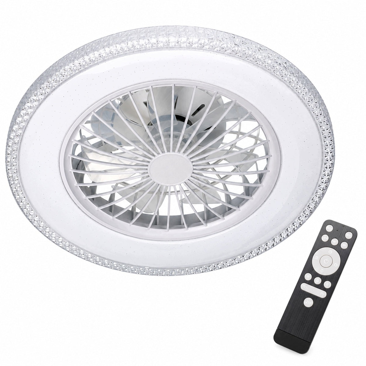 Lampa z wiatrakiem sufitowa LED regulacja plafon 48W 3 barwy cichy + pilot wentylator z oświetleniem do pokoju, biały