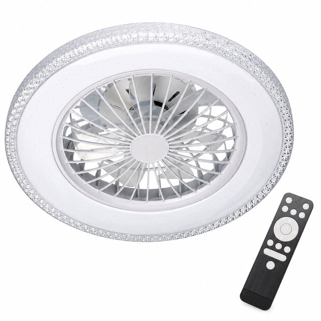 Lampa z wiatrakiem sufitowa LED regulacja plafon 48W 3 barwy cichy + pilot wentylator z oświetleniem do pokoju, biały