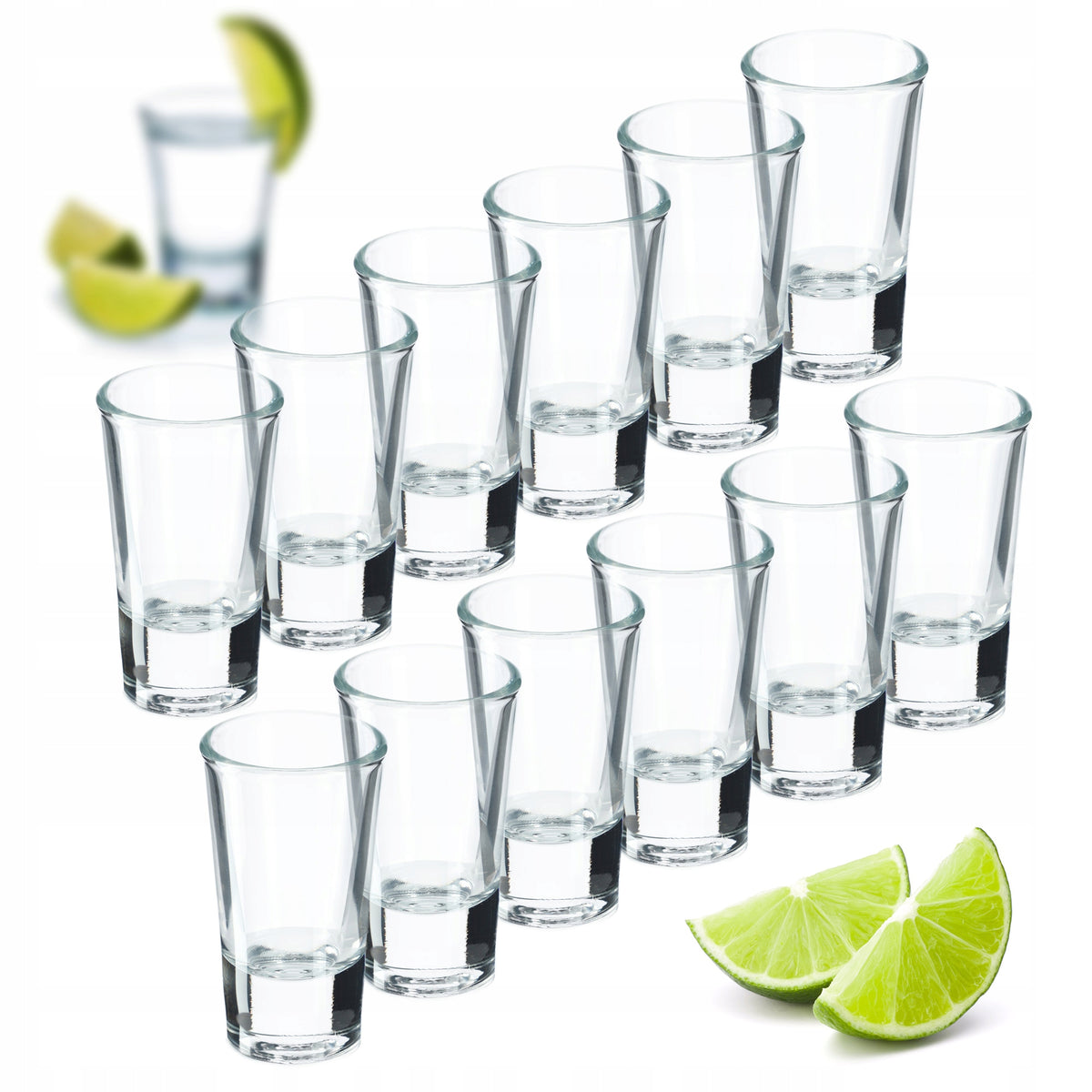 KIELISZKI DO WÓDKI SZKLANE KLASYCZNE SHOTÓW NALEWEK 25ml KOMPLET 12szt na likier, koktajle, bezbarwne, można myć w