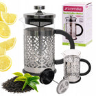 Zaparzacz tłokowy 1000 ml szklany kawiarka dzbanek do kawy herbaty kamille french press, praska, 4 filiżanki, mycie w