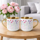 Kubek biały elegant XXL gotowy prezent ukryty przekaz kwiaty śmieszny ceramiczny 400 ml, złote zdobienie, opakowanie