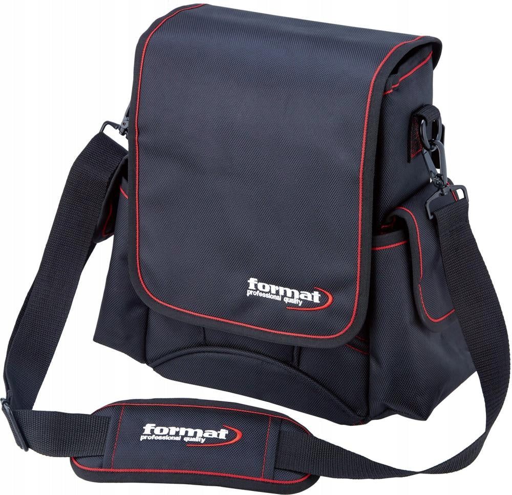 Torba narzędziowa monterska na ramię, wodoodporna czarna 6l. 200x300x100mm organizer, 4 kieszenie, zapięcie na rzep