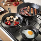 Zestaw PATELNI 4x PATELNIA Ciężka ŻELIWNA 30, 25, 20, 16 cm. INDUKCJA GAZ do smażenia, na kuchenkę ceramiczną i