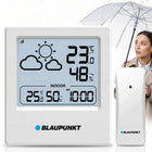 Stacja Pogodowa Blaupunkt WS10WH Bezprzewodowy Czujnik Termometr Higrometr zegar, prognoza, pomiar temperatury i