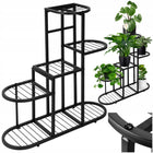 Kwietnik metalowy stojak na kwiaty rośliny stojący loftowy industrialny do doniczek, 7 miejsc, czarny, wys. 79 cm