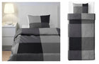 Komplet pościeli kołdra 150cm x 200 poduszka 50x60cm 2 części szary ikea bawełniana w kratkę z napami do sypialni