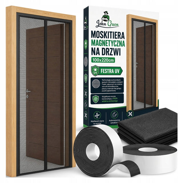 Moskitiera na drzwi magnetyczna z włókna szklanego 80/90/100 x 210/220 cm. siatka przeciw owadom, ochrona przed komarami i muchami, czarna