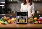 Frytkownica beztłuszczowa AIR fryer inox duża misa 8l 2200W 12 programów srebrny