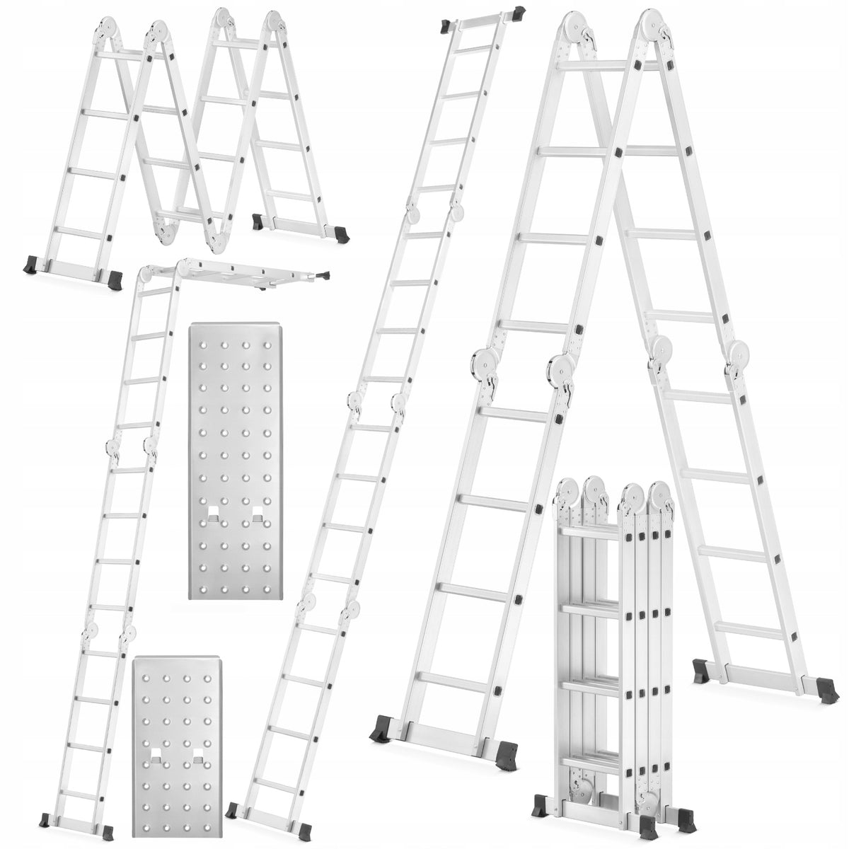 Drabina aluminiowa przegubowa wielofunkcyjna higher 4x4 4,6m 150kg do prac remontowych i budowlanych, 16 szczebli