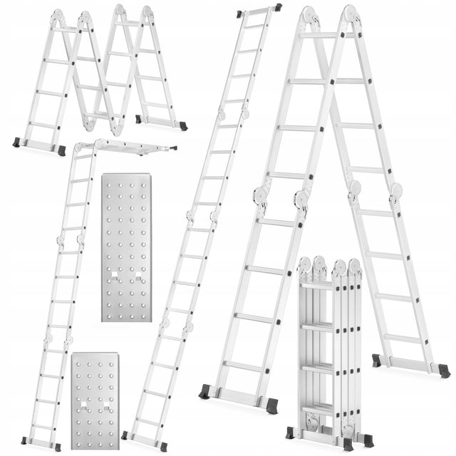 Drabina aluminiowa przegubowa wielofunkcyjna higher 4x4 4,6m 150kg do prac remontowych i budowlanych, 16 szczebli, wysokość robocza 5,6 m