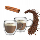 SZKLANKI TERMICZNE KUBKI DO KAWY LATTE HERBATY ZESTAW 2 szt. KAMILLE podwójna ścianka, 250 ml, bezbarwne szkło